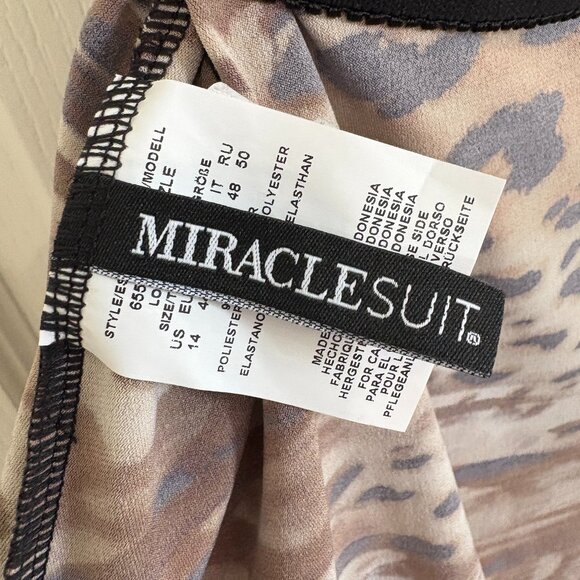 Miraclesuit Dazzle Ocicat Tankini Swimsuit Top Black & Brown Size 14 NEW - Picture 7 of 8